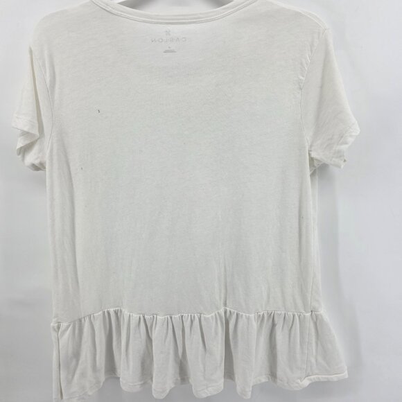 Caslon White Ruffle Hem T-Shirt – Size M – Short Sleeve Peplum Tee - Picture 6 of 6